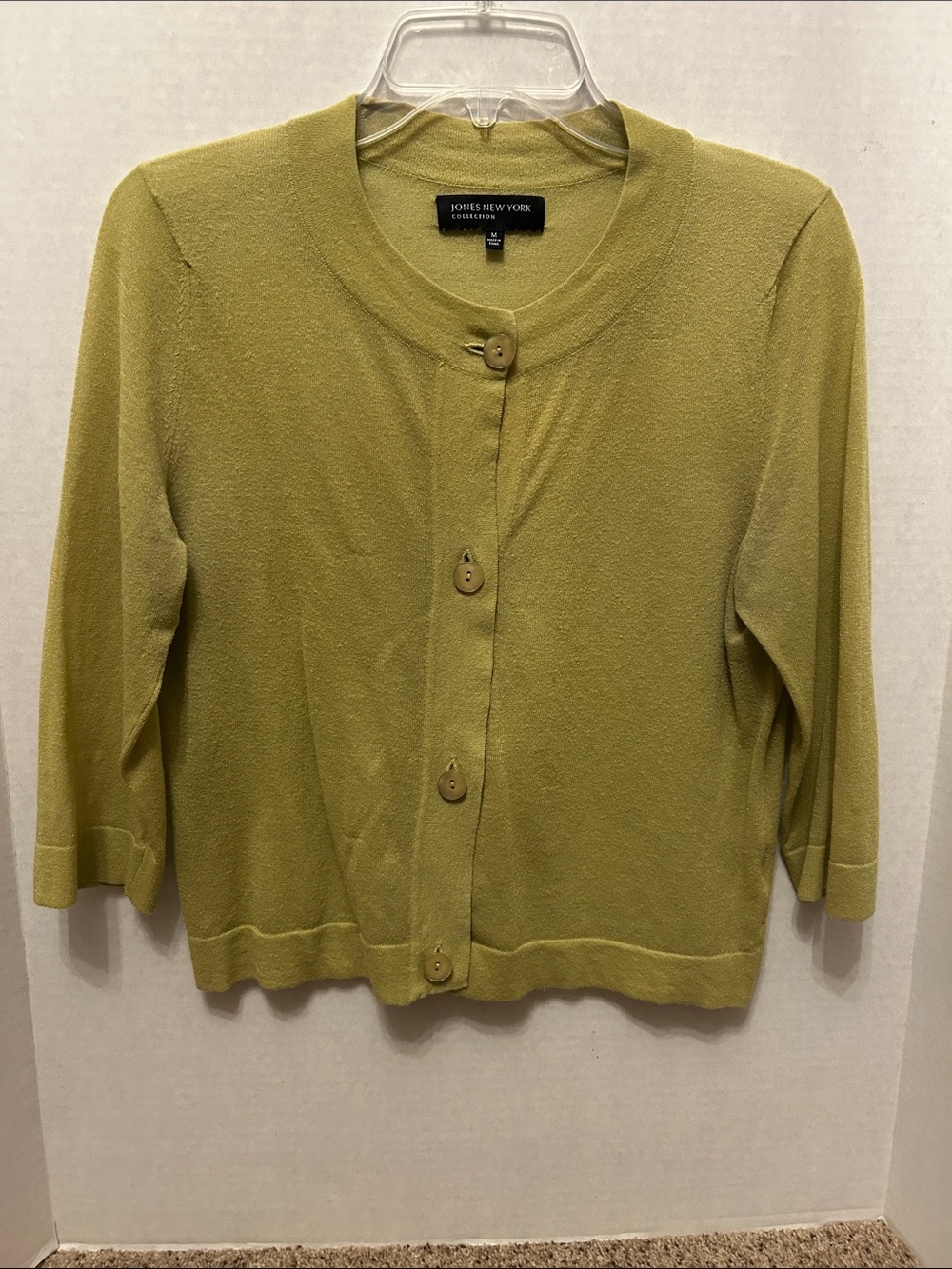 Jones New York Olive-Tone Button Cardigan
